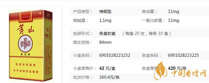 黃山軟金皖軟盒多少錢？黃山軟金皖煙價(jià)格及參數(shù)
